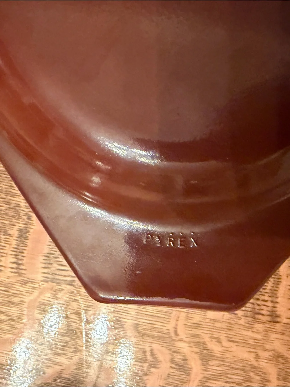Vintage Brown Covered Casserole Dish with Fruit Motif - Brown